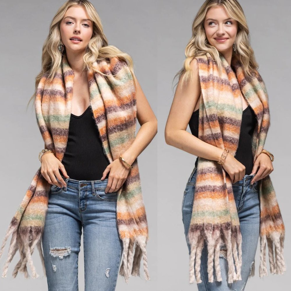 Sublime Strands Stripe Tassel Scarf
